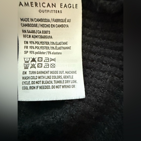 American eagle thermal knit long sleeve shirt size M black boho indie sleeze - Picture 5 of 7
